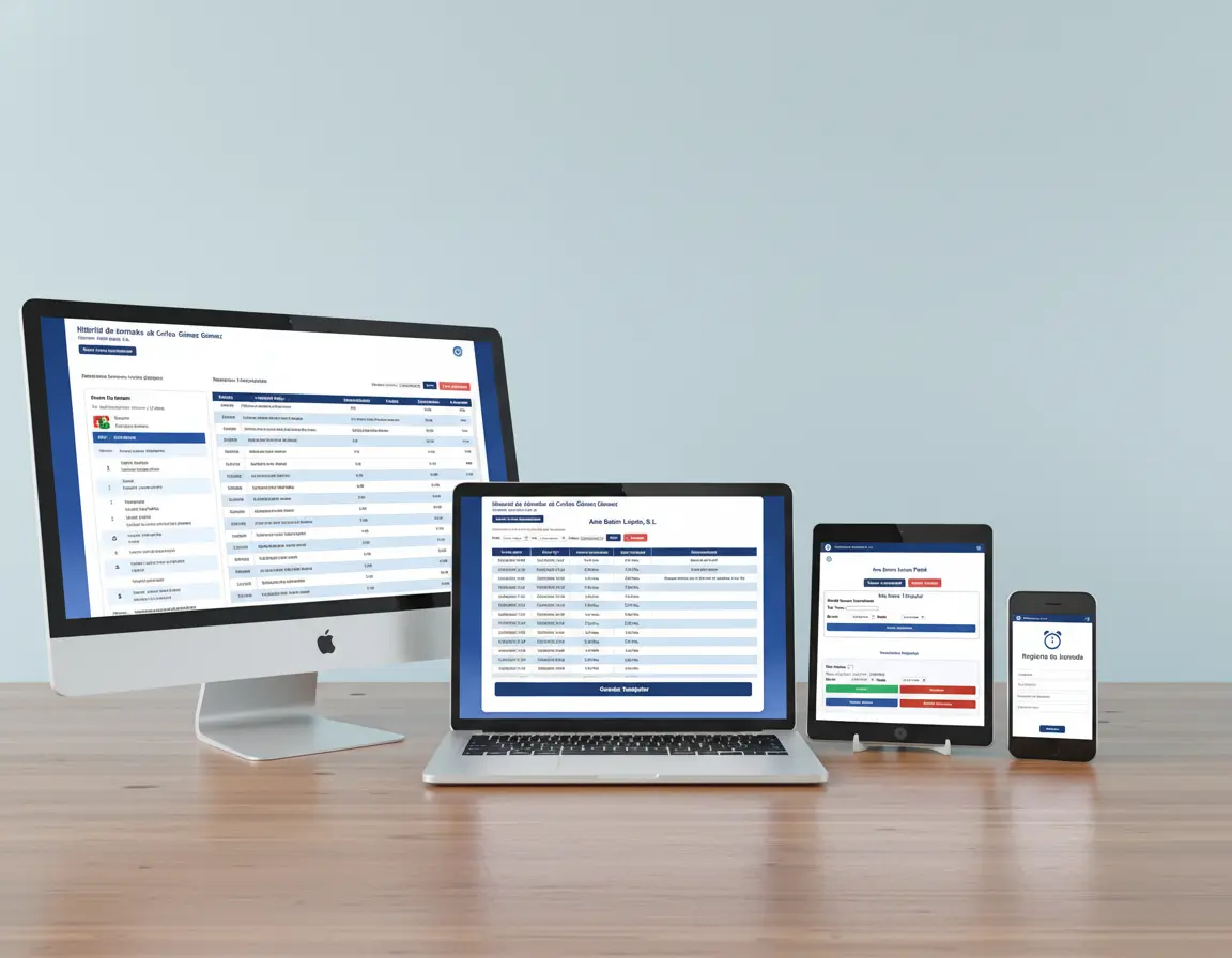 Panel administrador control horario - Gestión de fichajes empleados y informes jornada laboral